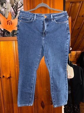 LC Lauren Conrad Mid-Rise Blue Cropped Straight Jeans